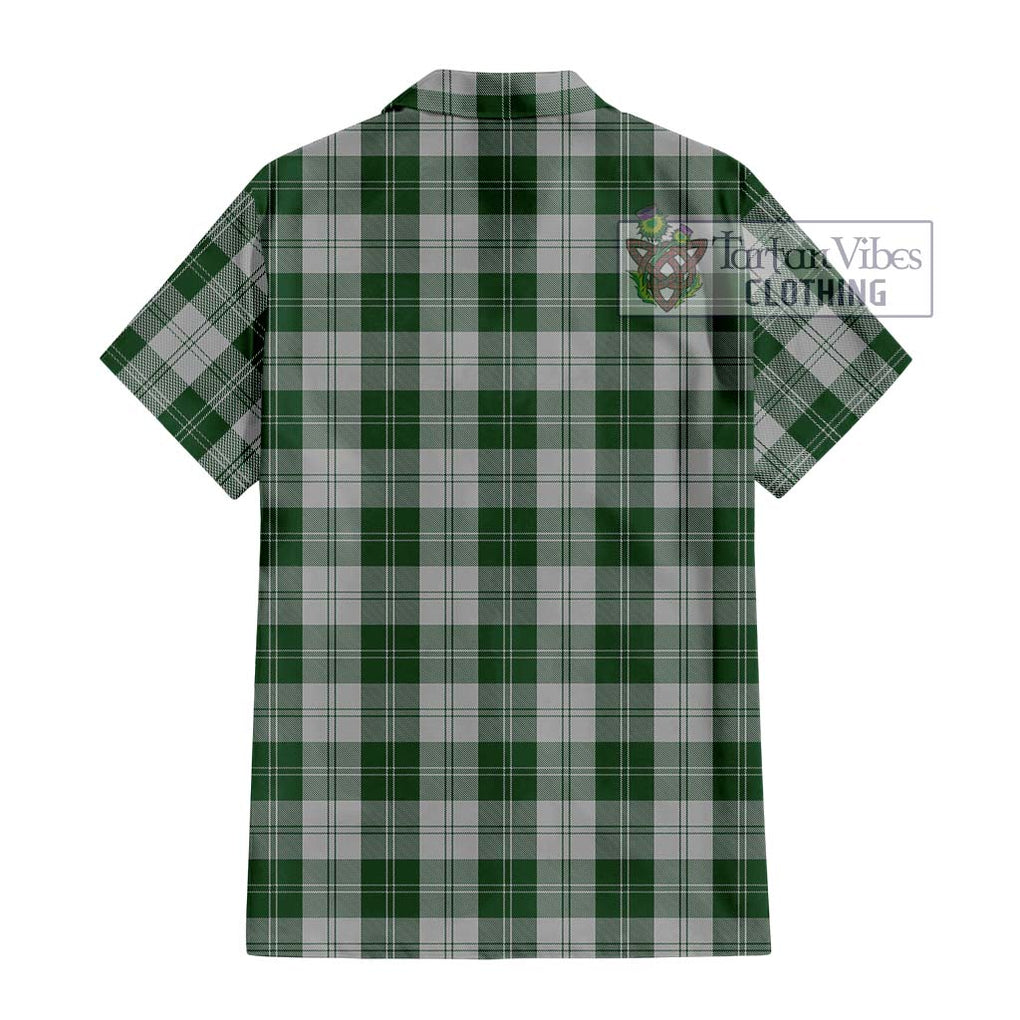 Erskine Green Tartan Short Sleeve Button Shirt with Family Crest DNA In Me Style - Tartanvibesclothing Shop