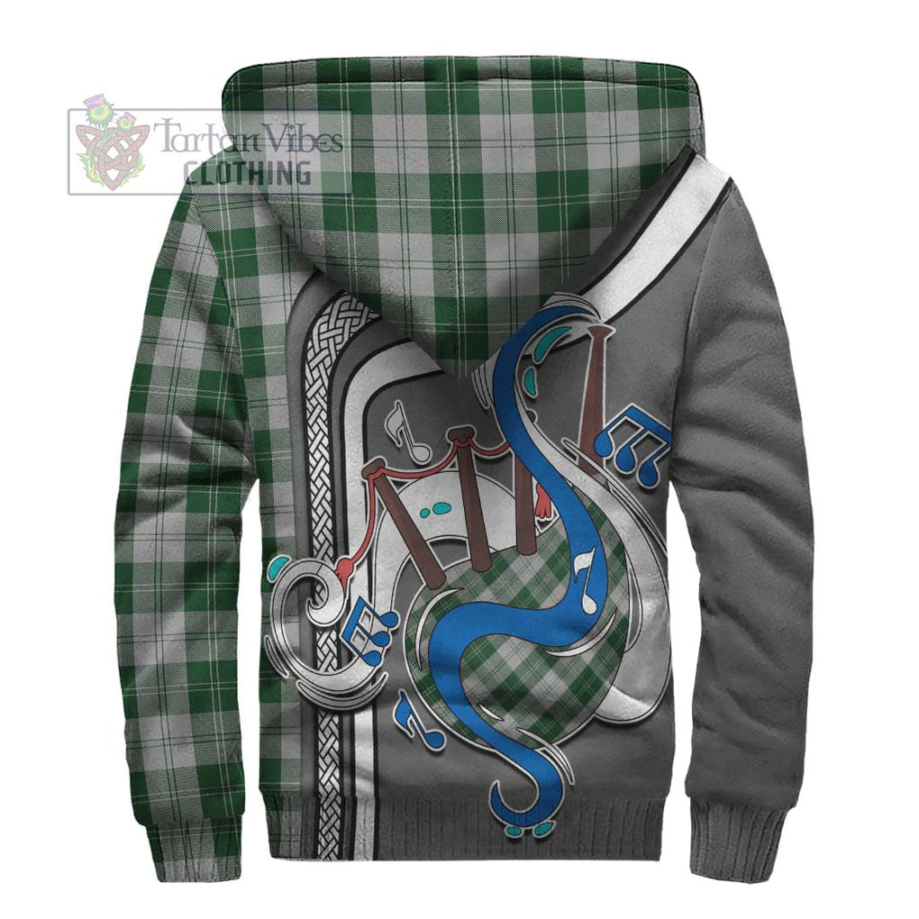 Erskine Green Tartan Sherpa Hoodie with Epic Bagpipe Style - Tartanvibesclothing Shop