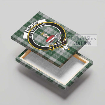 Erskine Green Tartan Canvas Print Wall Art with Family Crest