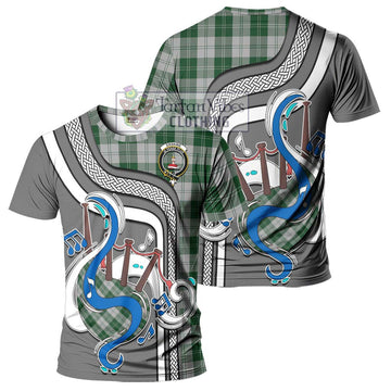 Erskine Green Tartan T-Shirt with Epic Bagpipe Style