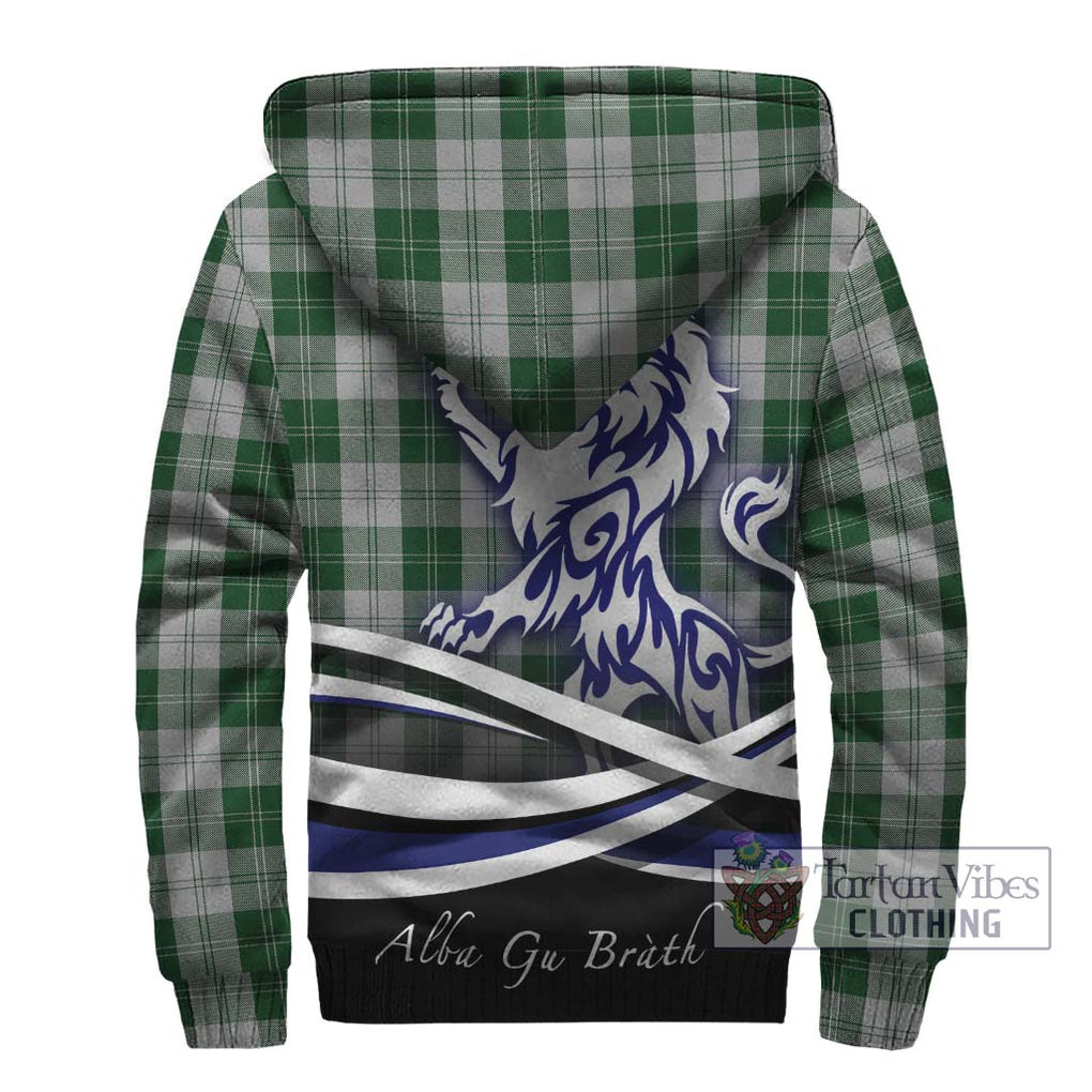 Erskine Green Tartan Sherpa Hoodie with Alba Gu Brath Regal Lion Emblem - Tartanvibesclothing Shop