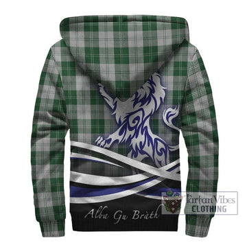 Erskine Green Tartan Sherpa Hoodie with Alba Gu Brath Regal Lion Emblem