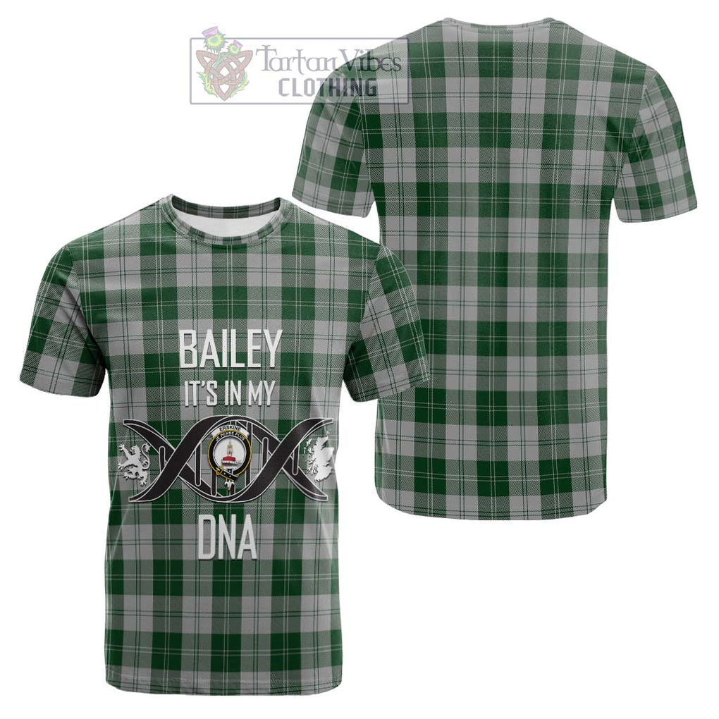 Tartan Vibes Clothing Erskine Green Tartan Cotton T-shirt with Family Crest DNA In Me Style