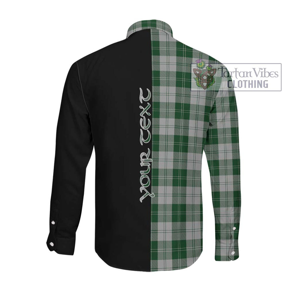 Erskine Green Tartan Long Sleeve Button Shirt with Family Crest and Half Of Me Style Men's Shirt - Tartanvibesclothing Shop