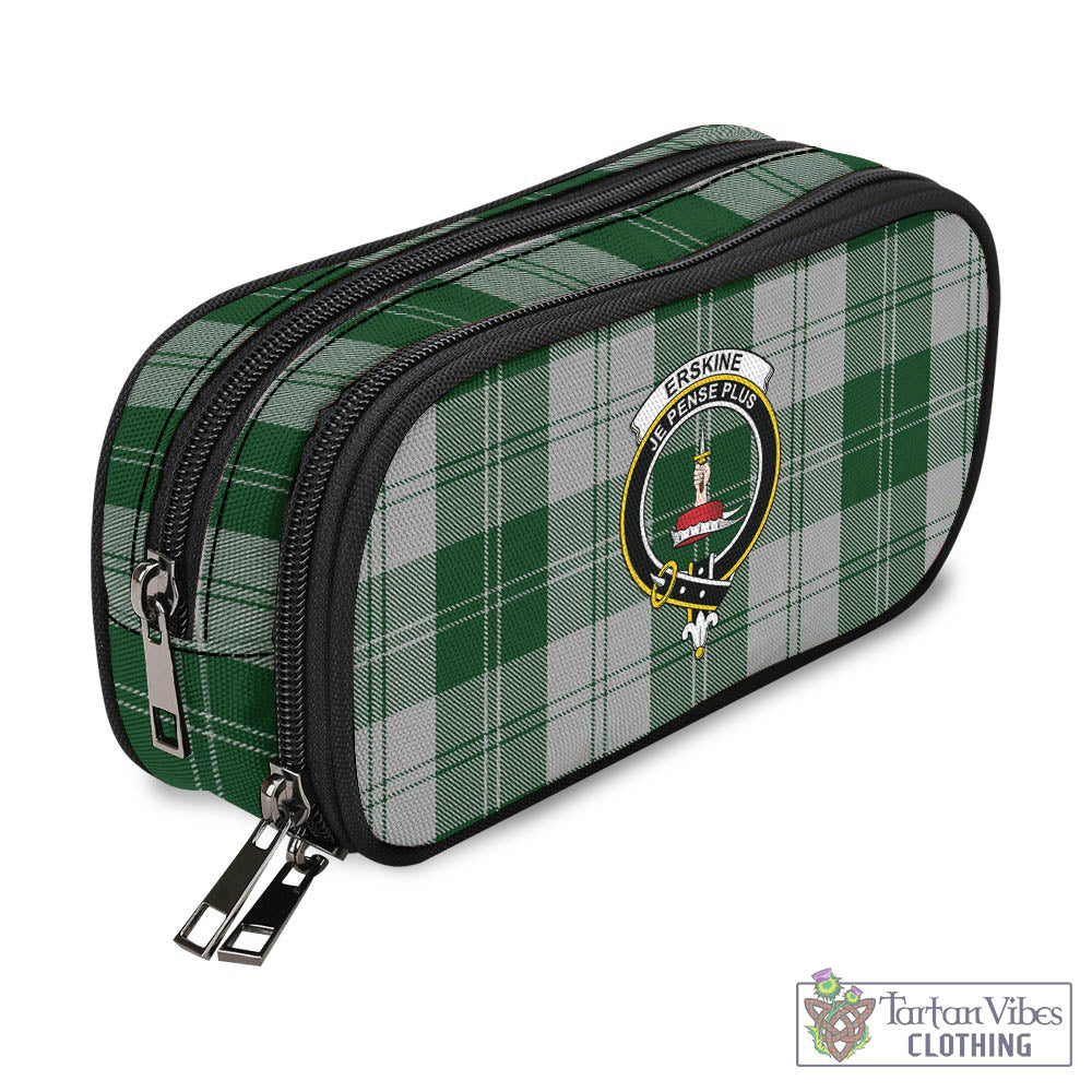 Tartan Vibes Clothing Erskine Green Tartan Pen and Pencil Case with Family Crest