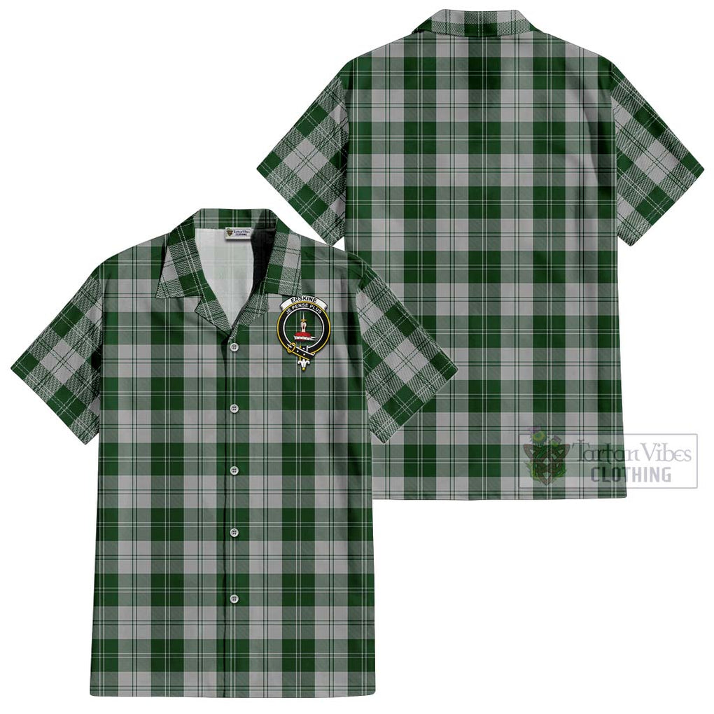 Erskine Green Tartan Cotton Hawaiian Shirt with Family Crest Kid - Tartan Vibes Clothing