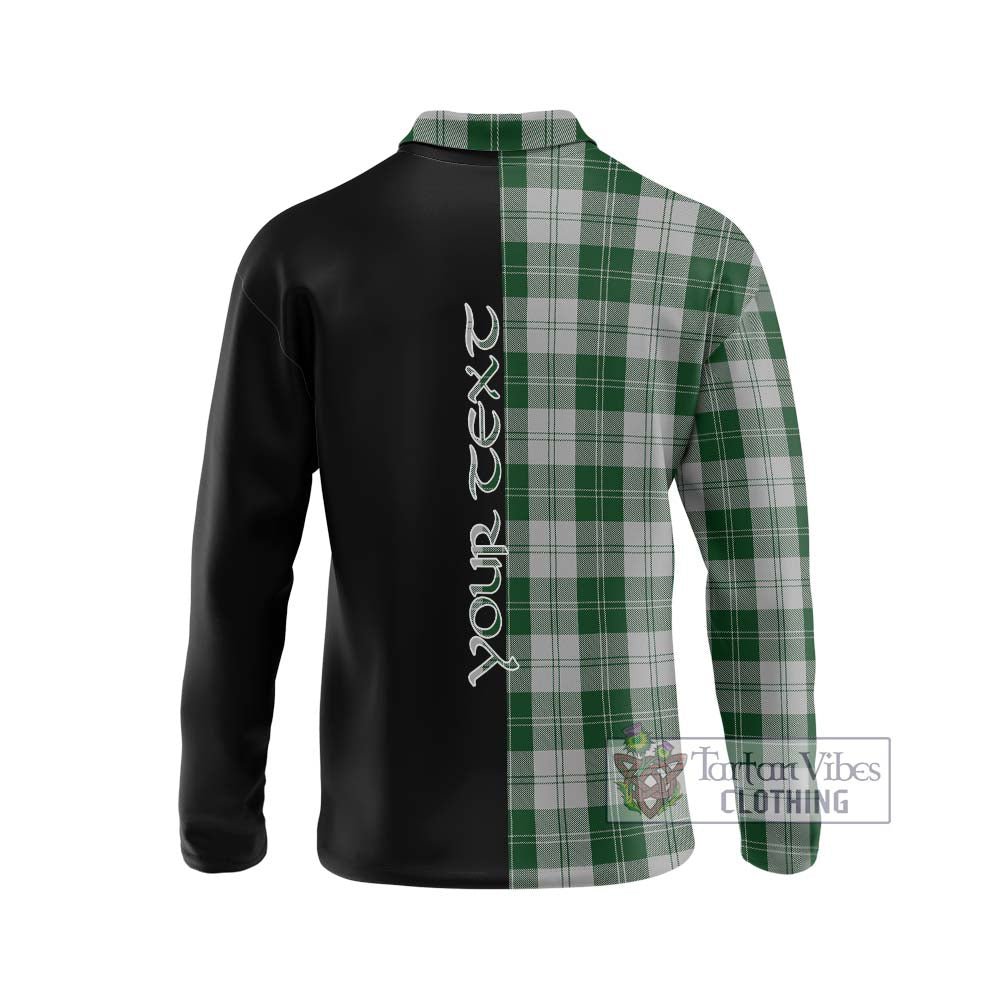 Erskine Green Tartan Long Sleeve Polo Shirt with Family Crest and Half Of Me Style - Tartanvibesclothing Shop