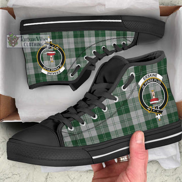 Erskine Green Tartan High Top Shoes with Family Crest