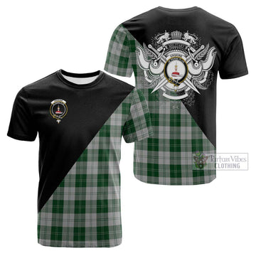 Erskine Green Tartan Cotton T-shirt with Family Crest and Military Logo Style