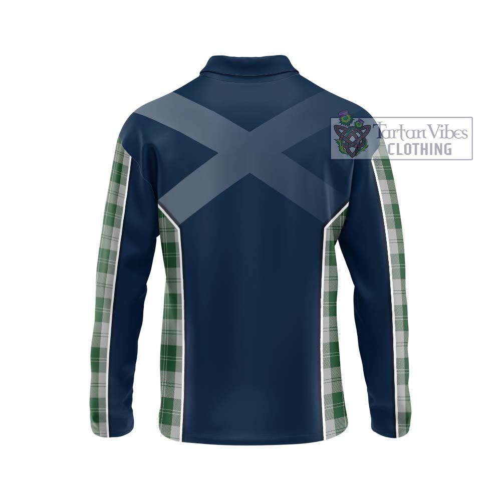 Erskine Green Tartan Long Sleeve Polo Shirt with Family Crest and Lion Rampant Vibes Sport Style - Tartan Vibes Clothing