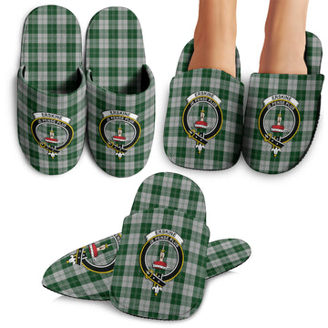 Erskine Green Tartan Home Slippers with Family Crest