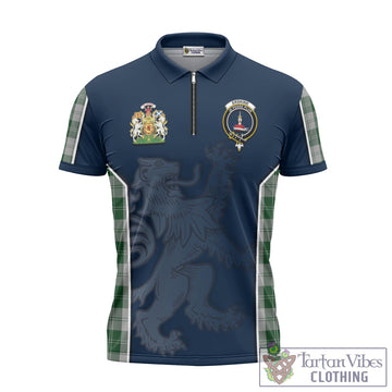 Erskine Green Tartan Zipper Polo Shirt with Family Crest and Lion Rampant Vibes Sport Style