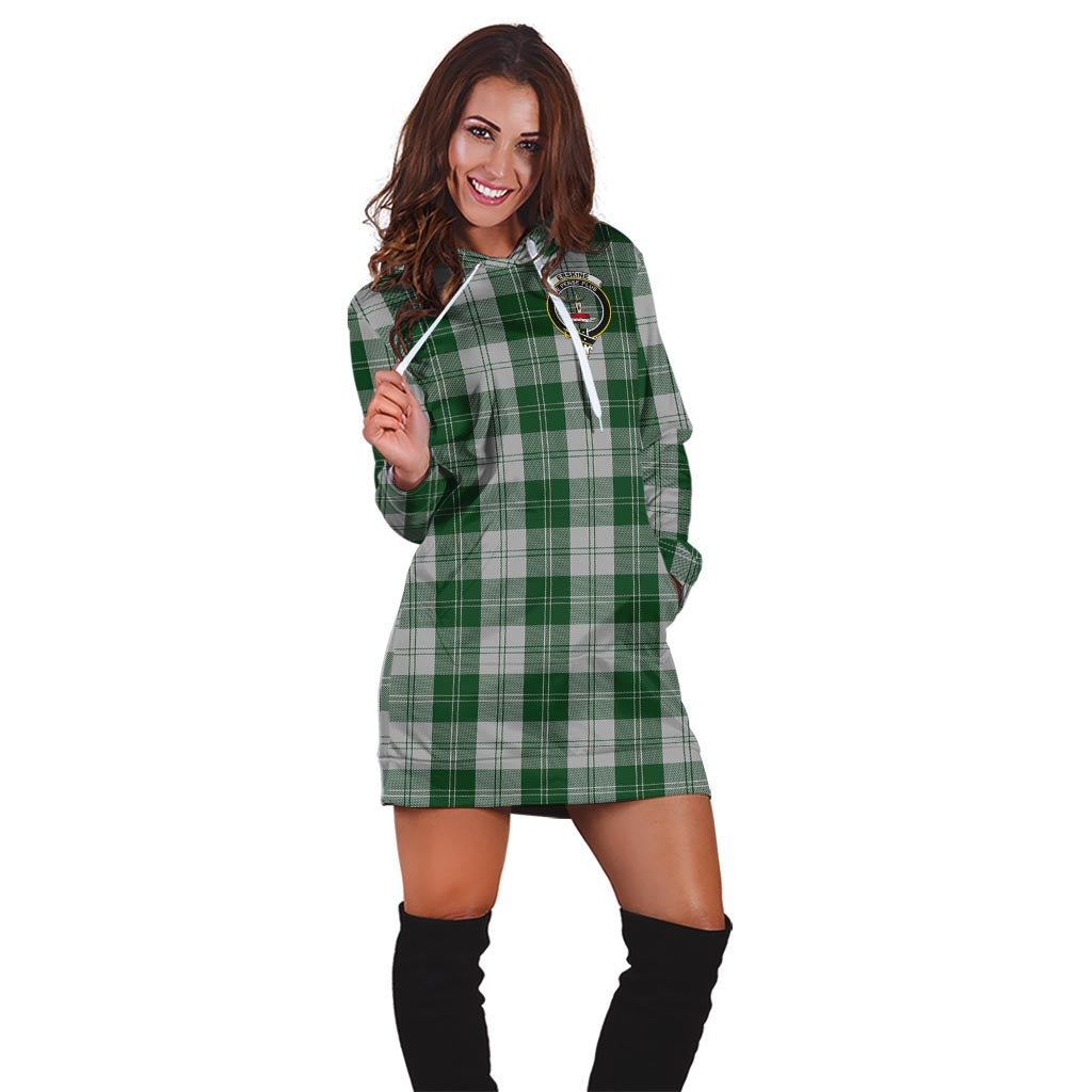 Erskine Green Tartan Hoodie Dress with Family Crest - Tartan Vibes Clothing