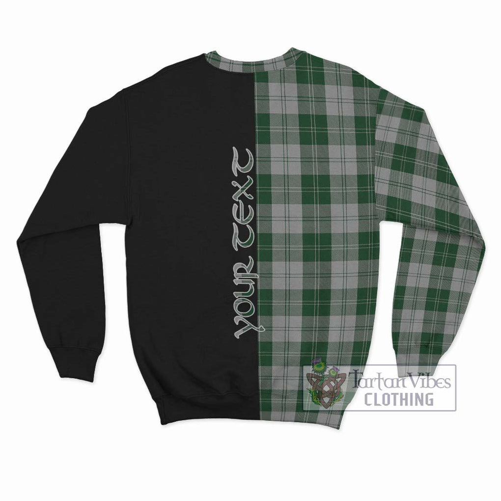 Erskine Green Tartan Sweatshirt with Family Crest and Half Of Me Style - Tartanvibesclothing Shop