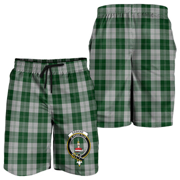 Erskine Green Tartan Mens Shorts with Family Crest