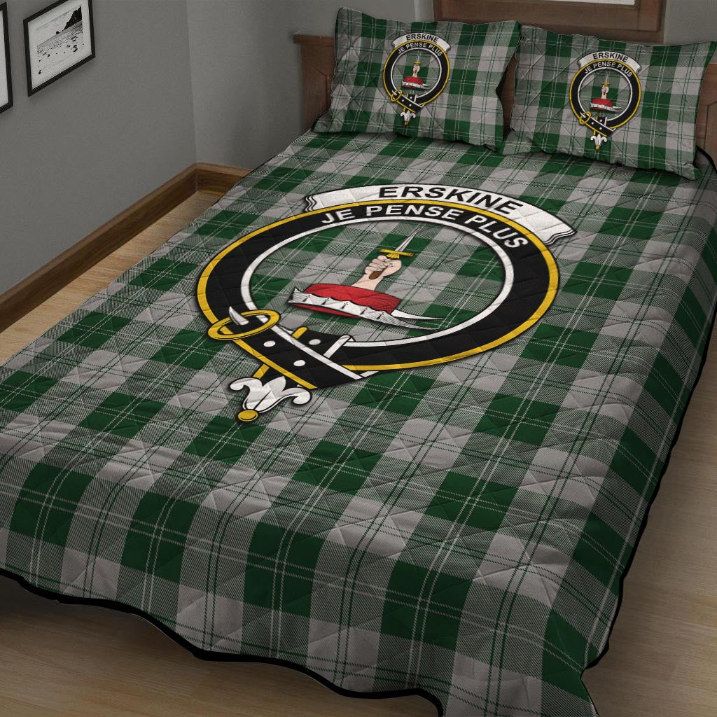 Erskine Green Tartan Quilt Bed Set with Family Crest - Tartan Vibes Clothing