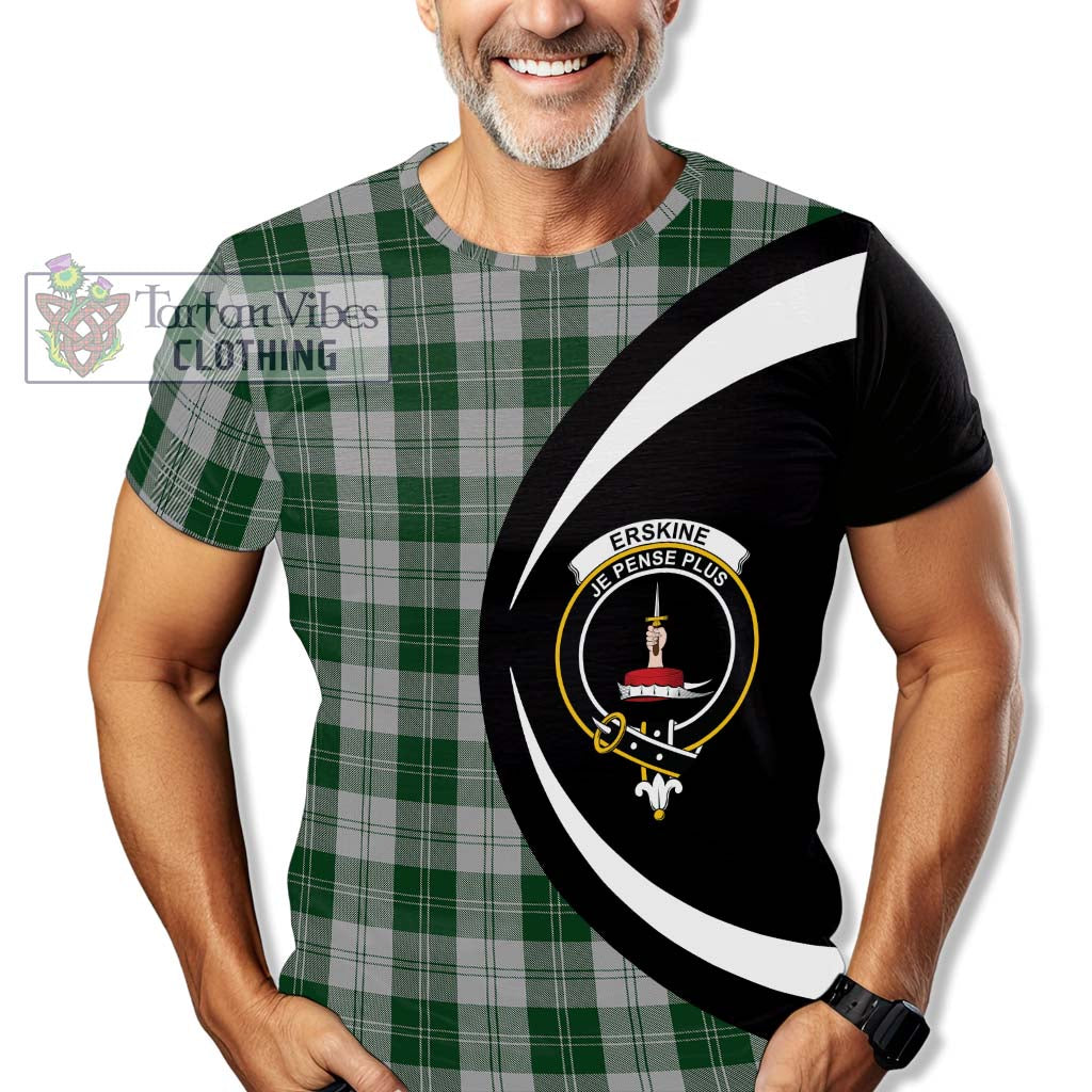 Tartan Vibes Clothing Erskine Green Tartan T-Shirt with Family Crest Circle Style