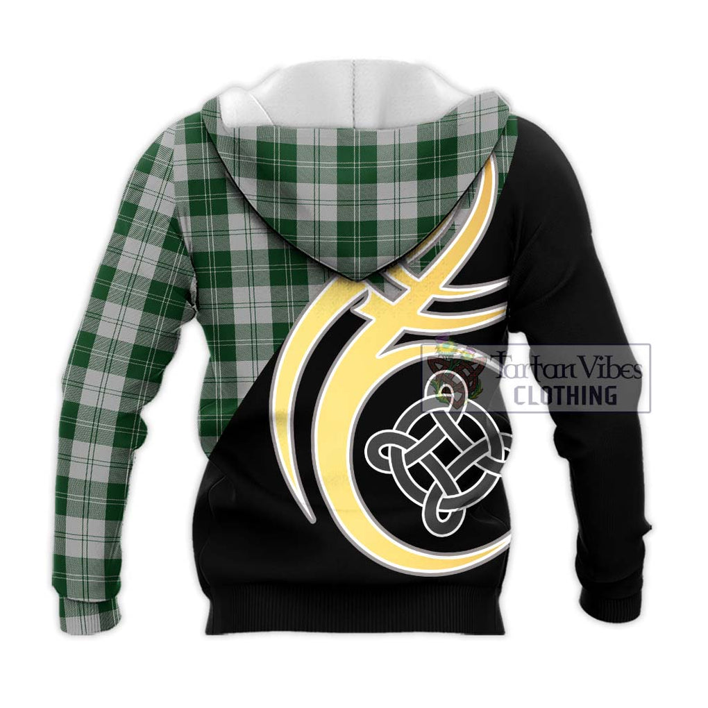 Erskine Green Tartan Knitted Hoodie with Family Crest and Celtic Symbol Style - Tartan Vibes Clothing