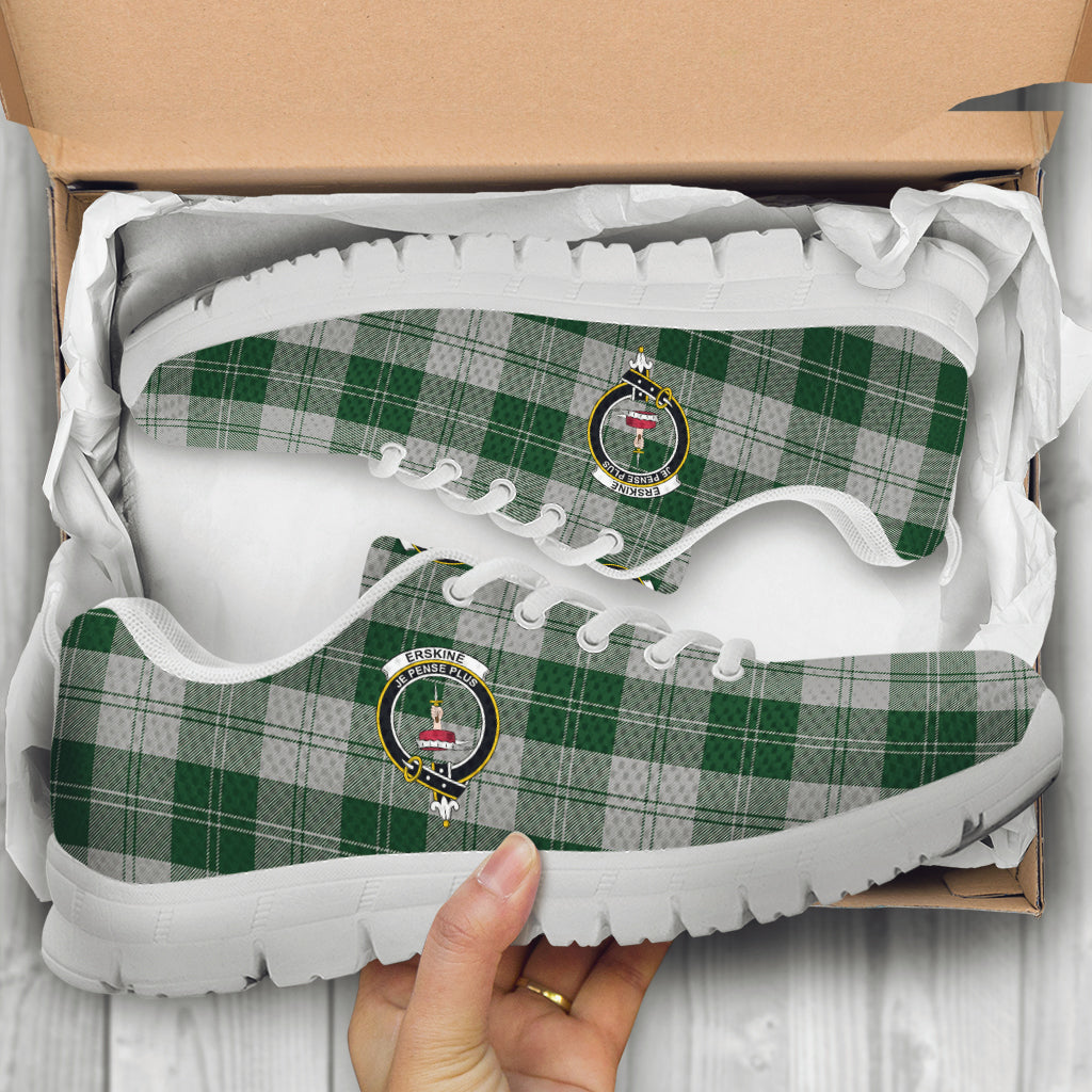 Erskine Green Tartan Sneakers with Family Crest - Tartan Vibes Clothing