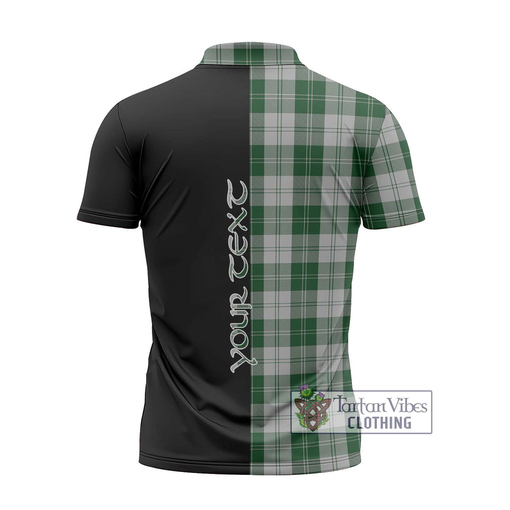 Erskine Green Tartan Zipper Polo Shirt with Family Crest and Half Of Me Style - Tartanvibesclothing Shop