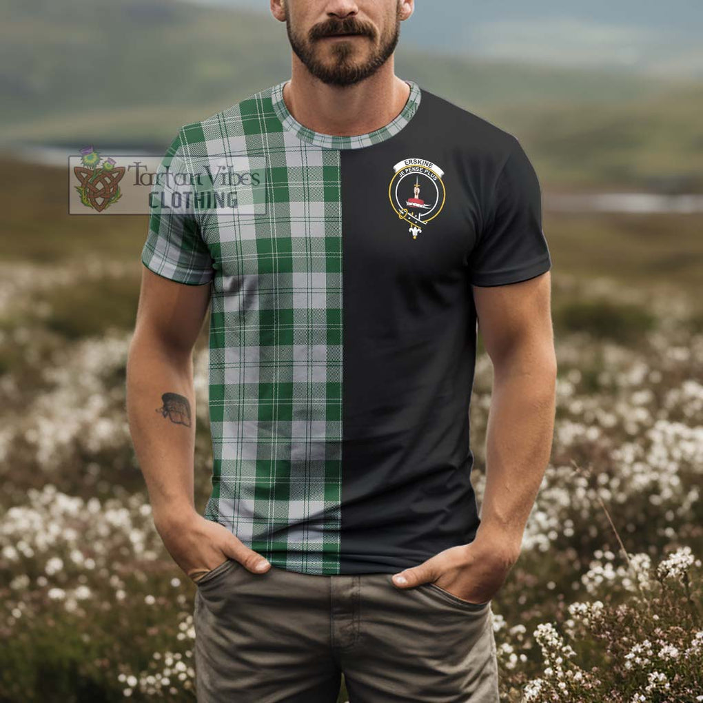 Erskine Green Tartan T-Shirt with Family Crest and Half Of Me Style - Tartanvibesclothing Shop