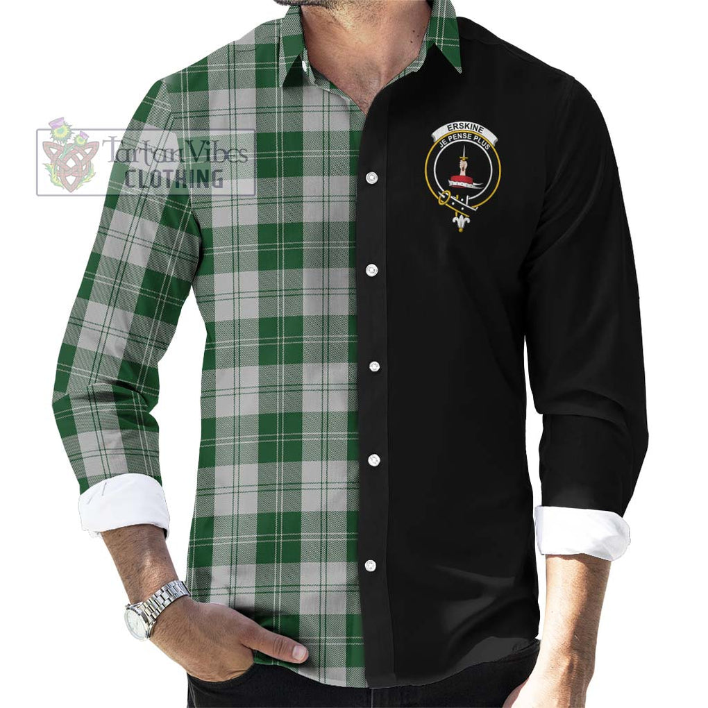 Erskine Green Tartan Long Sleeve Button Shirt with Family Crest and Half Of Me Style - Tartanvibesclothing Shop