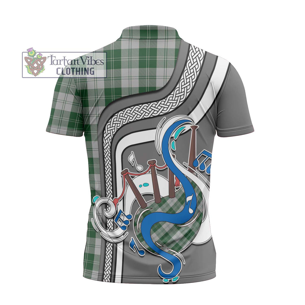 Erskine Green Tartan Zipper Polo Shirt with Epic Bagpipe Style - Tartanvibesclothing Shop