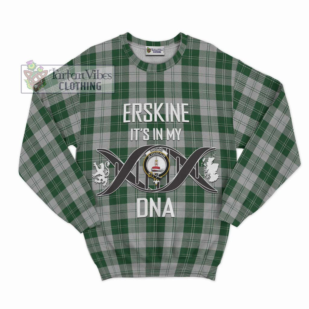 Erskine Green Tartan Sweatshirt with Family Crest DNA In Me Style - Tartanvibesclothing Shop