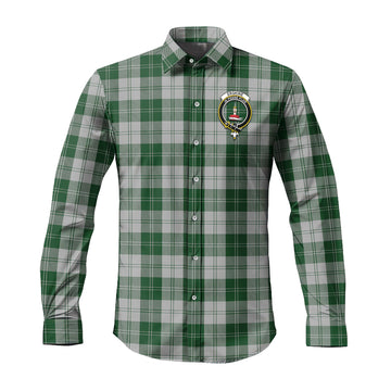 Erskine Green Tartan Long Sleeve Button Up Shirt with Family Crest