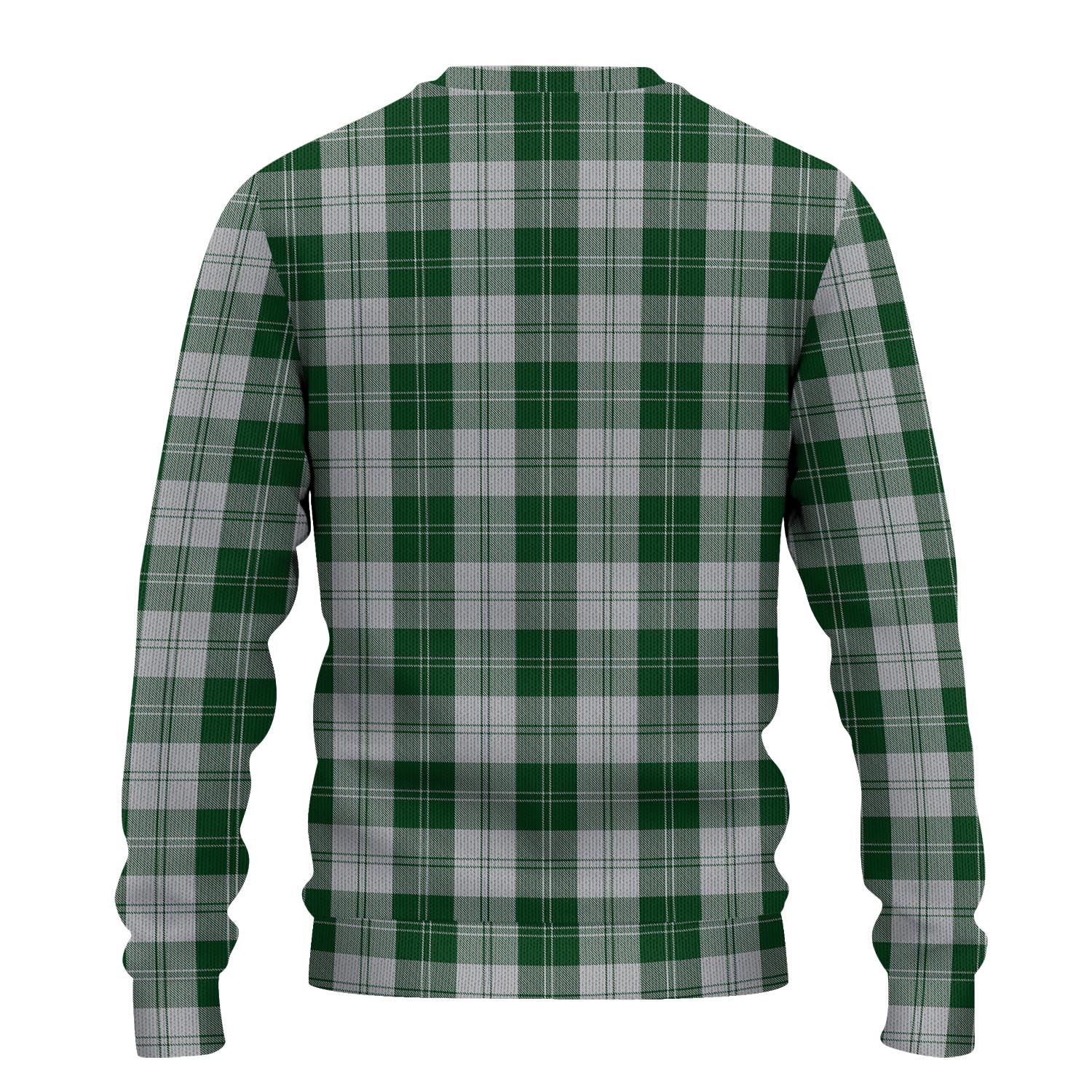 Erskine Green Tartan Knitted Sweater with Family Crest - Tartanvibesclothing