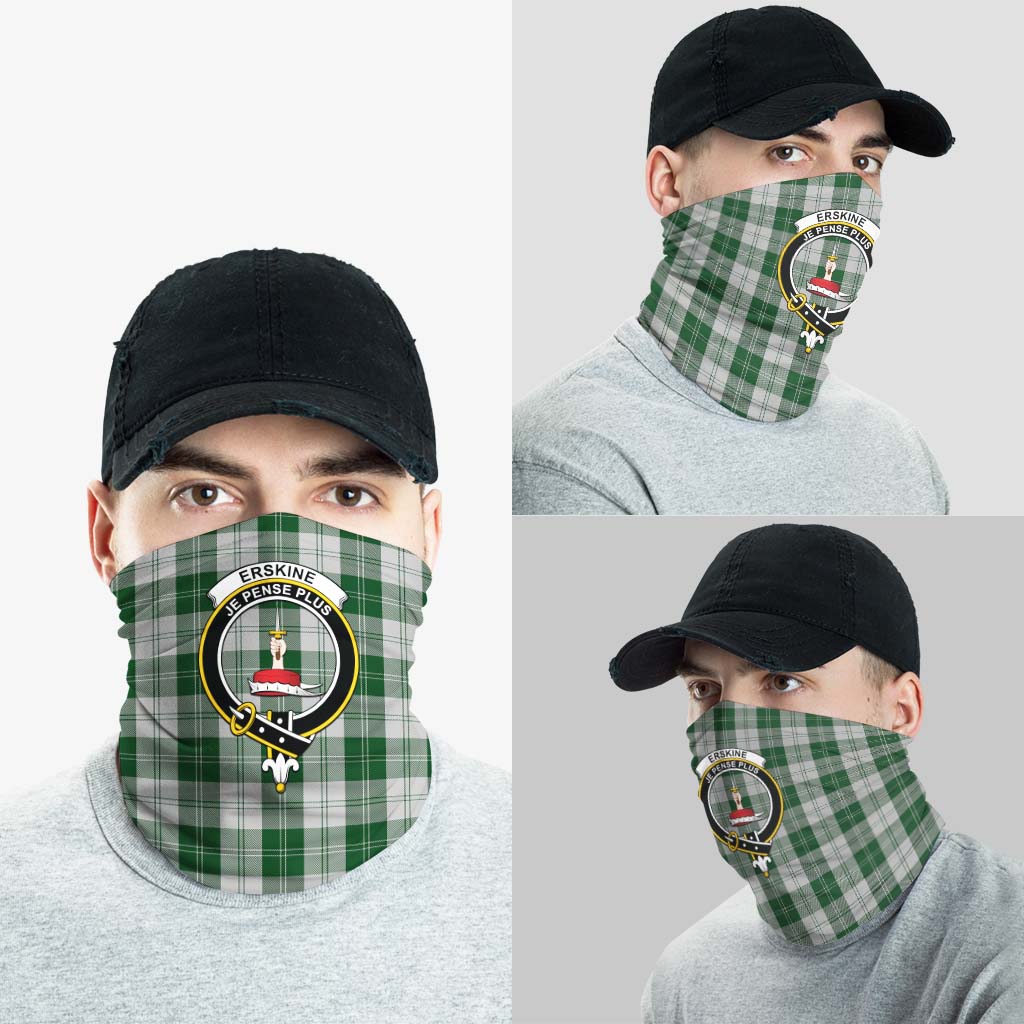 Erskine Green Tartan Neck Gaiters, Tartan Bandanas, Tartan Head Band with Family Crest