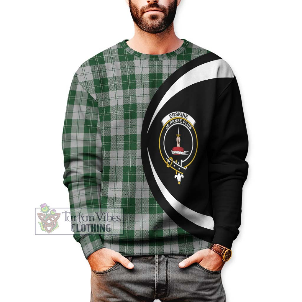 Erskine Green Tartan Sweatshirt with Family Crest Circle Style - Tartan Vibes Clothing