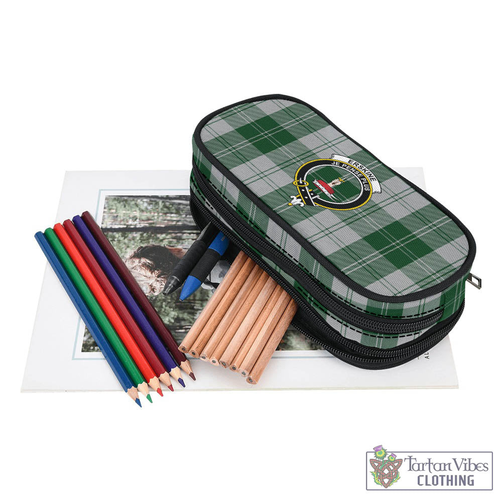 Tartan Vibes Clothing Erskine Green Tartan Pen and Pencil Case with Family Crest