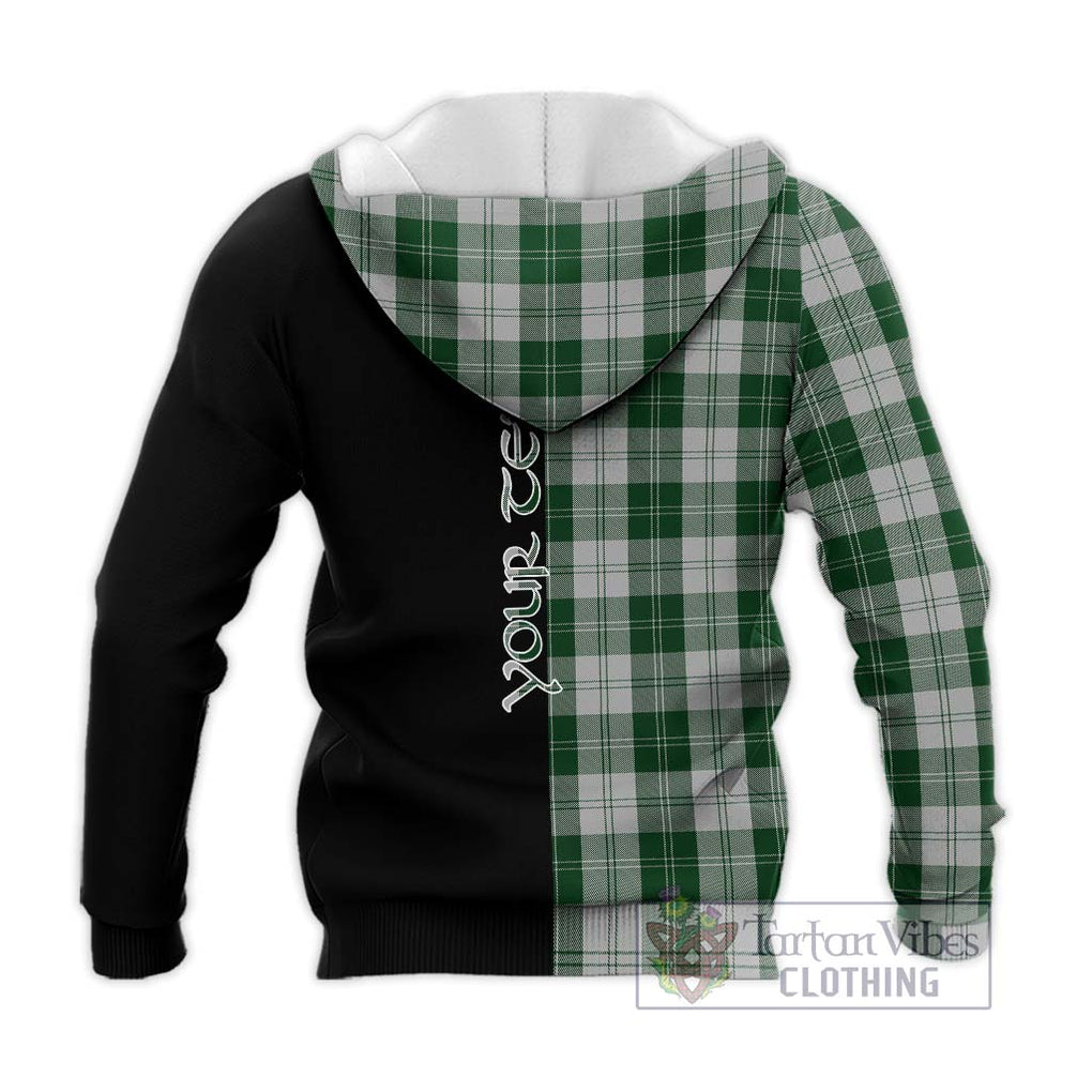 Erskine Green Tartan Knitted Hoodie with Family Crest and Half Of Me Style - Tartanvibesclothing Shop