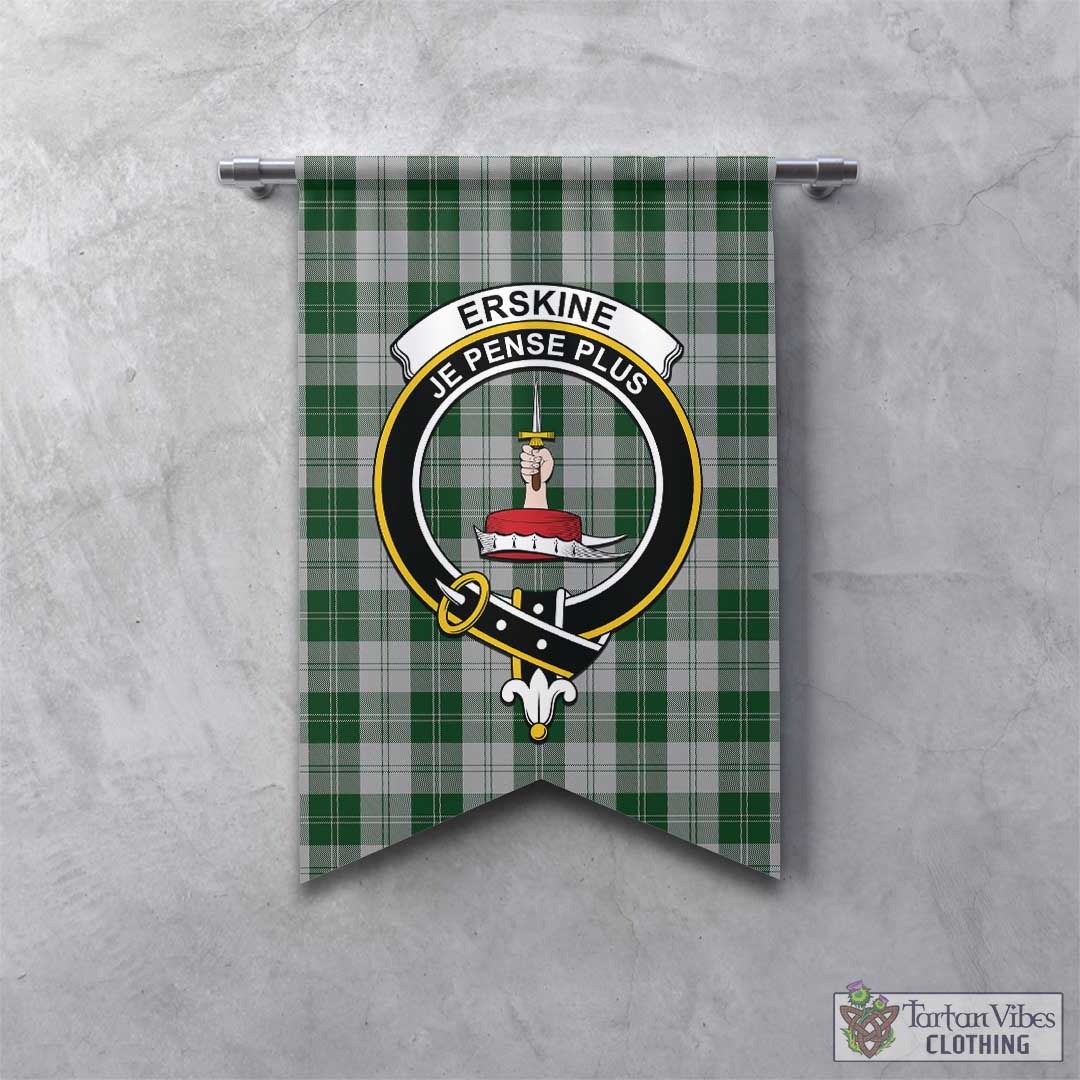 Tartan Vibes Clothing Erskine Green Tartan Gonfalon, Tartan Banner with Family Crest