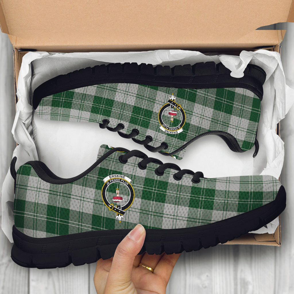 Erskine Green Tartan Sneakers with Family Crest - Tartan Vibes Clothing