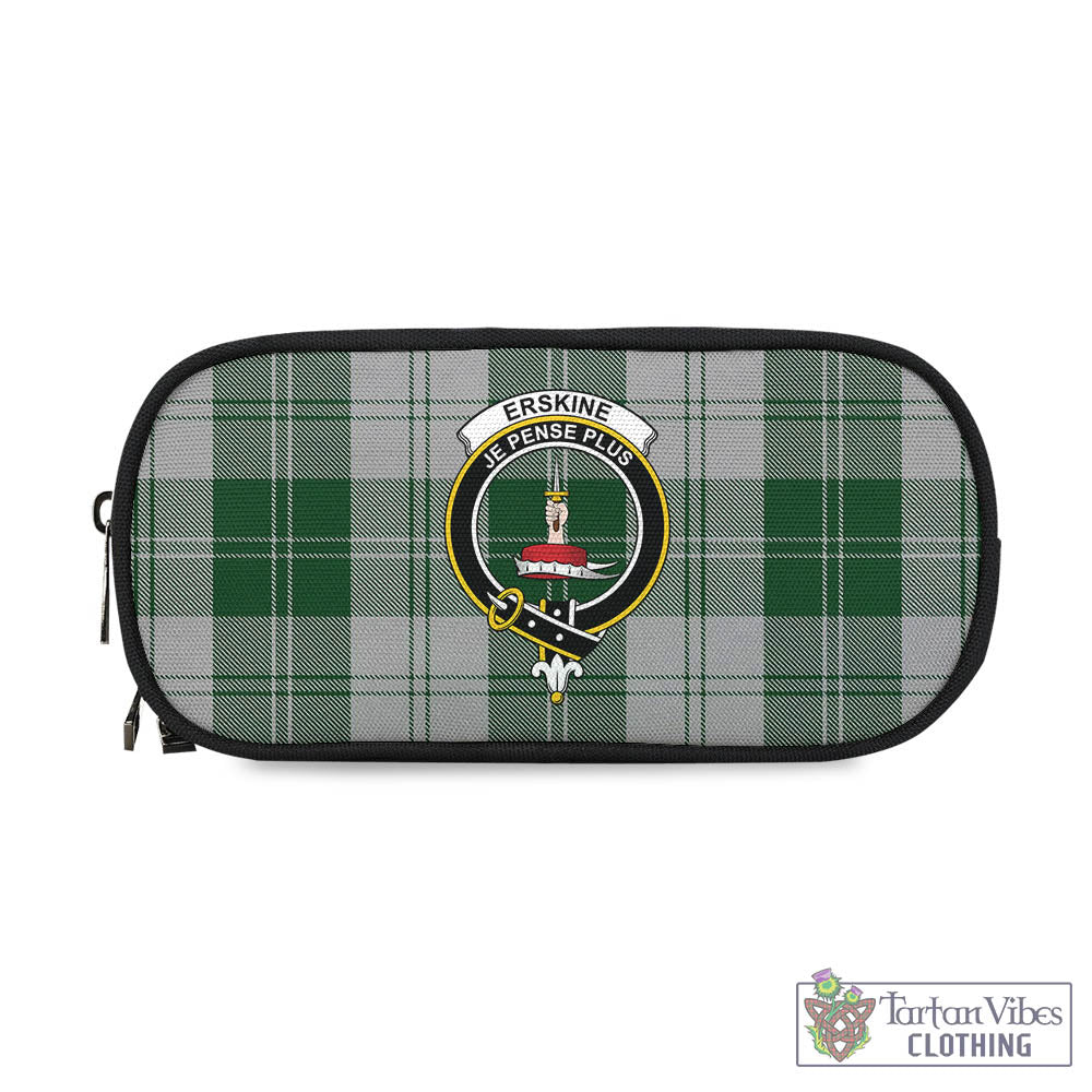 Tartan Vibes Clothing Erskine Green Tartan Pen and Pencil Case with Family Crest