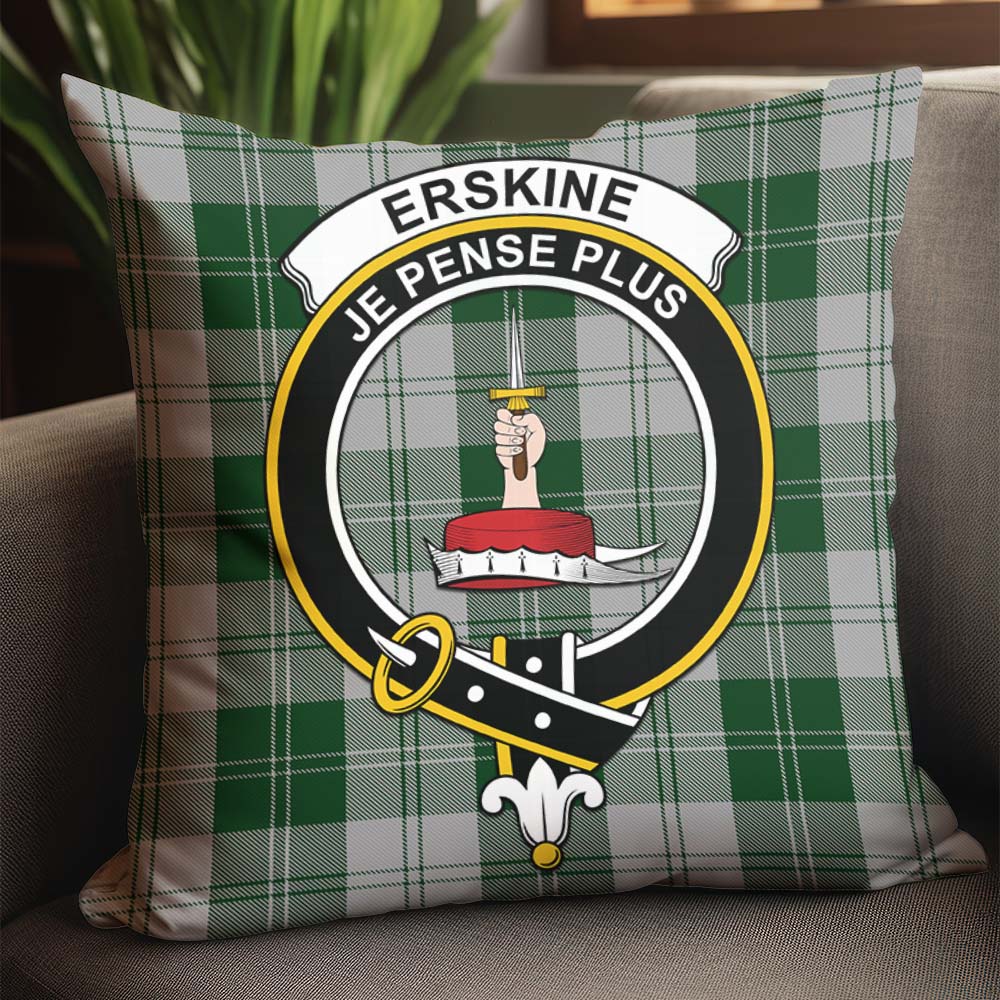 Erskine Green Tartan Pillow Cover with Family Crest - Tartanvibesclothing