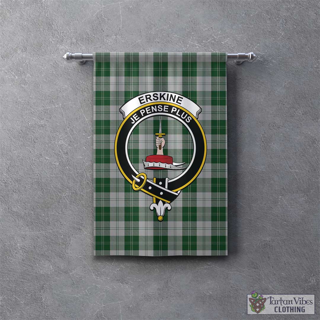 Tartan Vibes Clothing Erskine Green Tartan Gonfalon, Tartan Banner with Family Crest