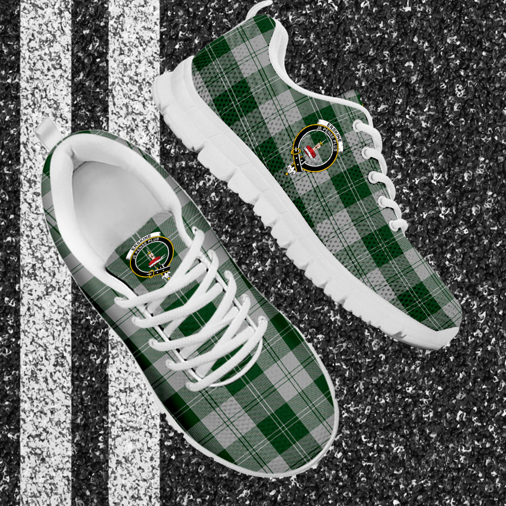 Erskine Green Tartan Sneakers with Family Crest - Tartan Vibes Clothing