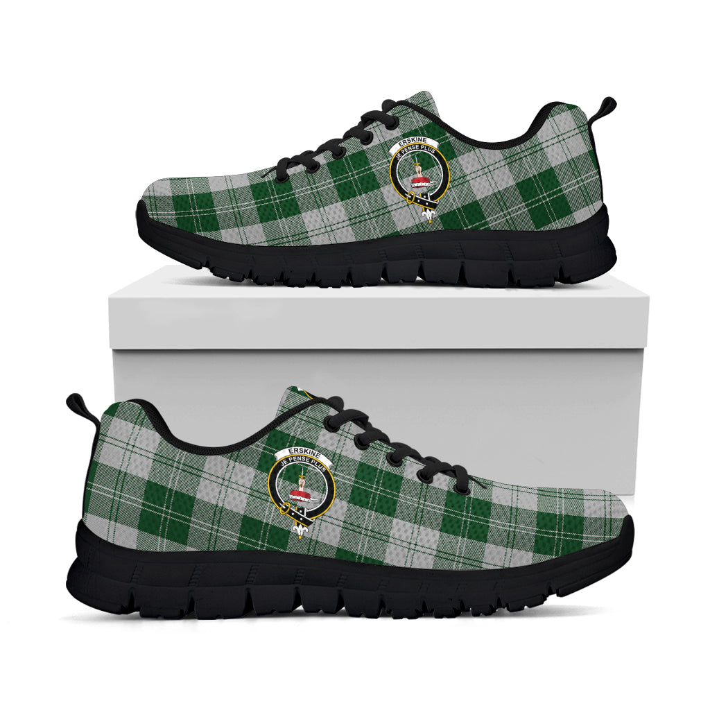 Erskine Green Tartan Sneakers with Family Crest - Tartan Vibes Clothing