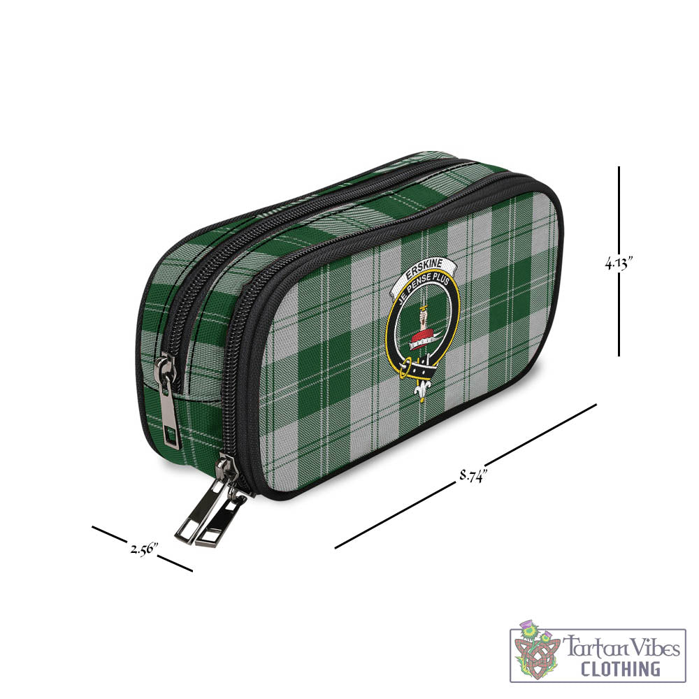 Tartan Vibes Clothing Erskine Green Tartan Pen and Pencil Case with Family Crest