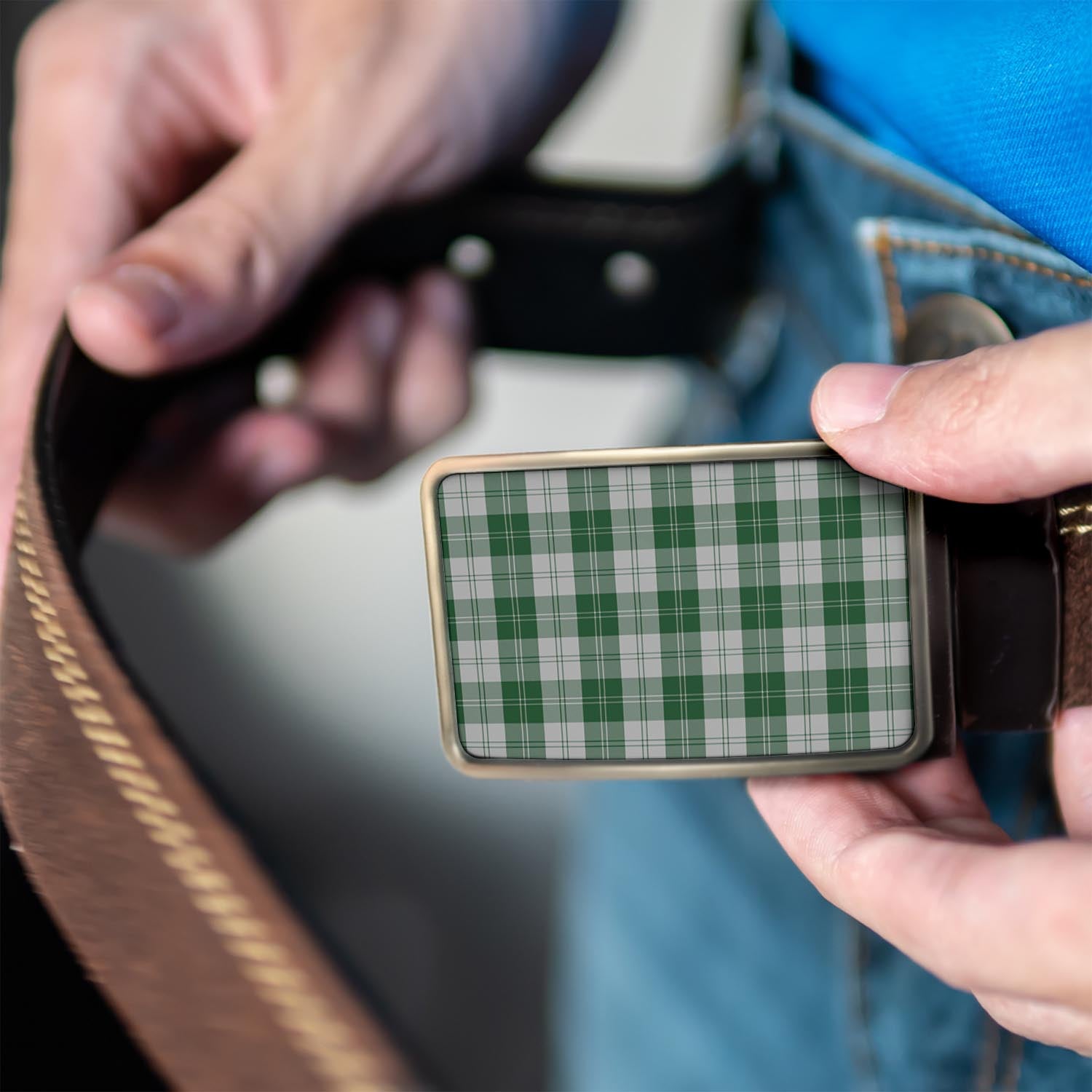 Erskine Green Tartan Belt Buckles - Tartanvibesclothing