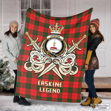 Erskine Modern Tartan Blanket with Clan Crest and the Golden Sword of Courageous Legacy