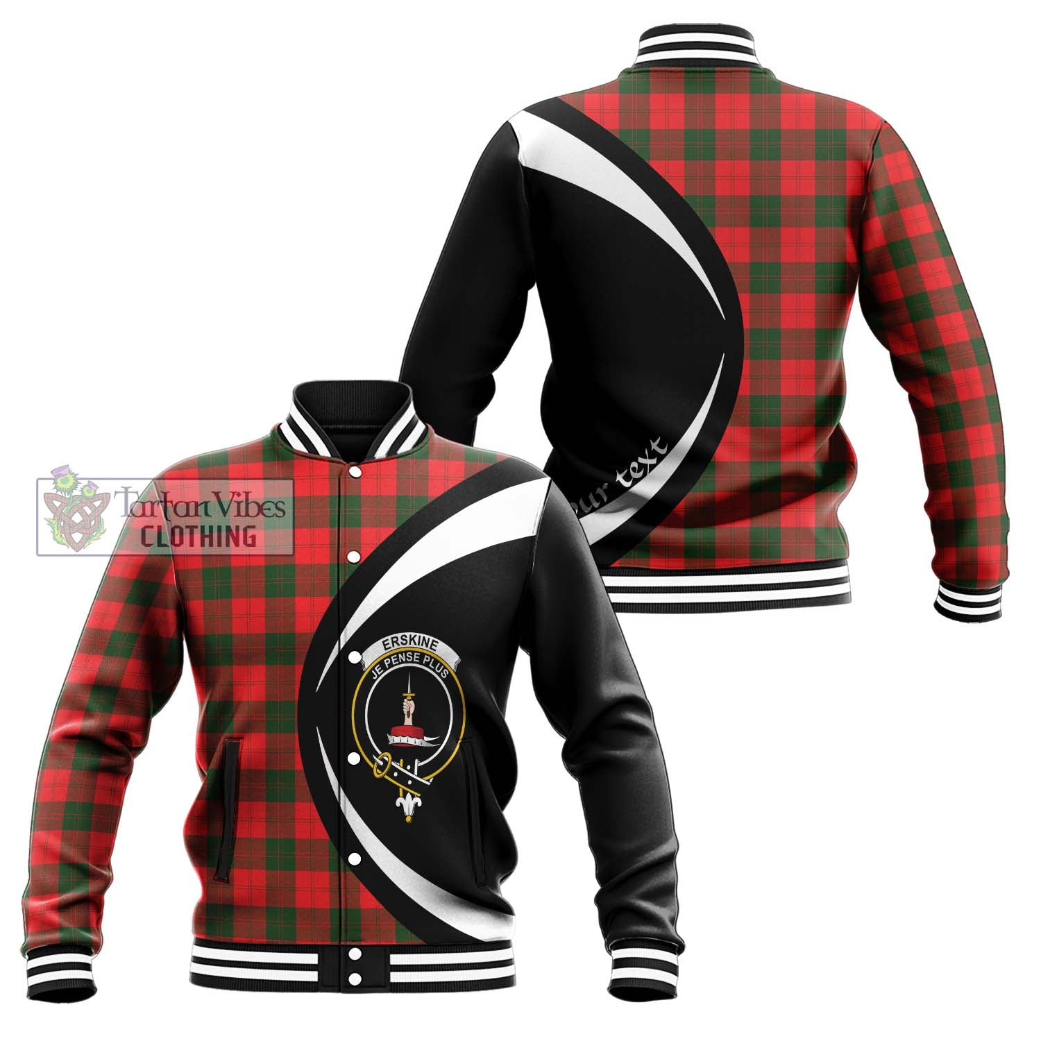 Erskine Modern Tartan Baseball Jacket with Family Crest Circle Style Unisex - Tartan Vibes Clothing