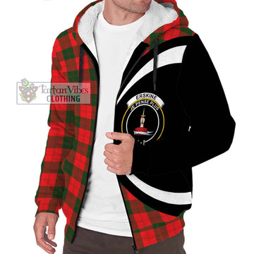 Erskine Modern Tartan Sherpa Hoodie with Family Crest Circle Style