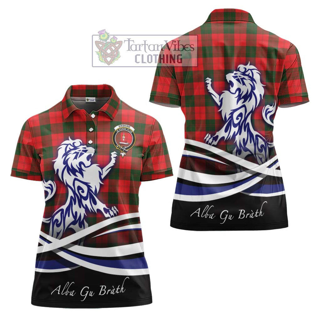 Erskine Modern Tartan Women's Polo Shirt with Alba Gu Brath Regal Lion Emblem Women - Tartanvibesclothing Shop