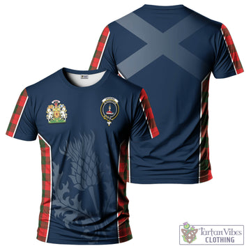 Erskine Modern Tartan T-Shirt with Family Crest and Scottish Thistle Vibes Sport Style