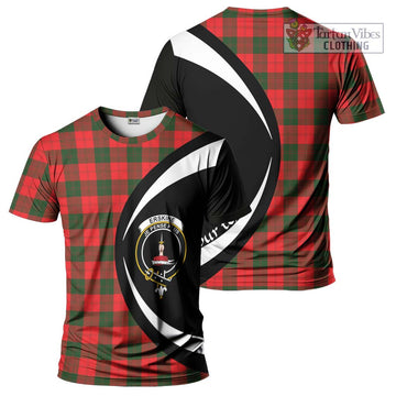 Erskine Modern Tartan T-Shirt with Family Crest Circle Style