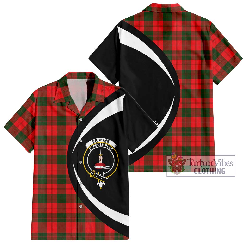 Erskine Modern Tartan Short Sleeve Button Up with Family Crest Circle Style Kid - Tartan Vibes Clothing